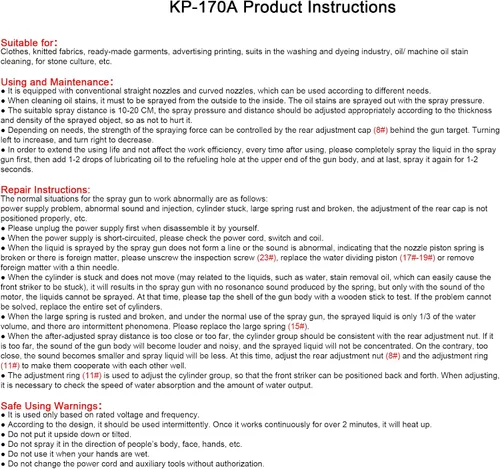 Vista 4 de CKPSMS Marca - Textil Pistola de limpieza de puntos para impresoras de pantalla/limpieza de cristales y rocas 110 voltios # KP-170A 110 V 1 SET