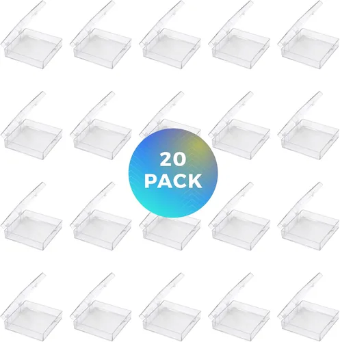 Vista 2 de Clear Hinged Caja de plástico 2 9/16" L x 2 9/16" W x 3/4" H – 20 piezas por pack