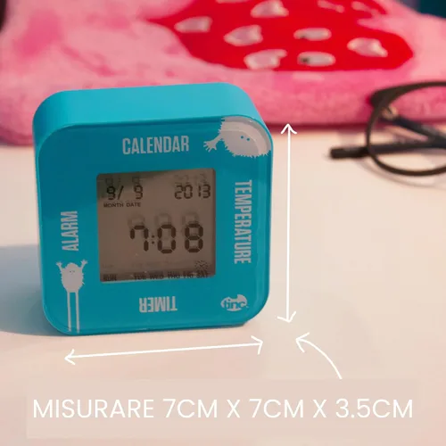 Vista 10 de Tinc Alarma digital para niños, temperatura, fecha y temporizador giratorio reloj abatible, azul, pequeño