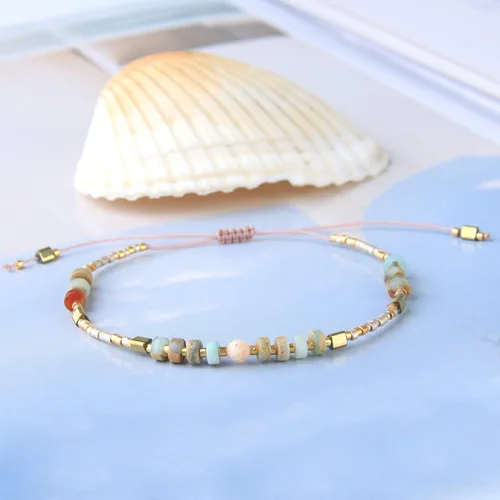 Vista 6 de KELITCH Crystal Agate Friendship Bracelet Handmade Miyuki Seed Beads Adjustable Bracelets for Women