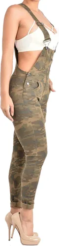 Vista 3 de Twiin Sisters Overol ajustado de algodón elástico para mujer, estilo casual, color liso, ajustado, cómodo y ajustado