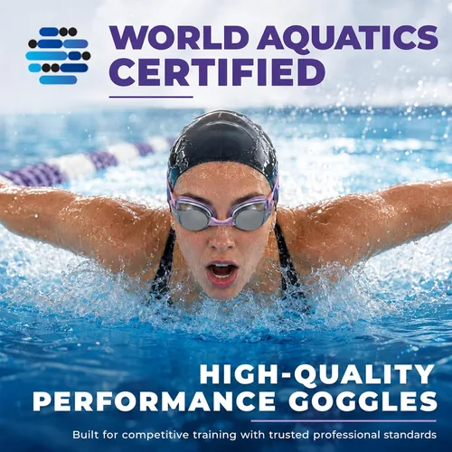 Vista 8 de Gafas de natación unisex Swipe para hombres y mujeres, antivaho, tecnología UV, correa doble, sin fugas, gafas de natación