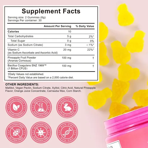 Vista 8 de Gomitas femeninas de probióticos vaginales de primera calidad, suplementos de salud vaginal, gomitas femeninas para mujeres, equilibrio de pH, apoyo