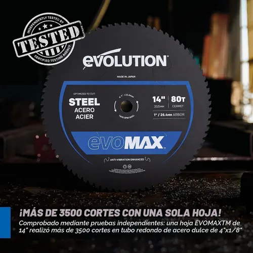 Vista 3 de Sierra de corte de metal de alta resistencia Evolution S15CPS de 15" Más de 3,500 cortes con la hoja EVOMAX14ST Hoja compatible de 15" Sierra