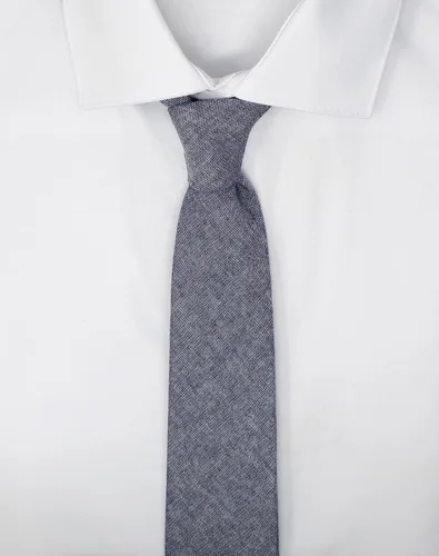 Vista 9 de Corbata delgada de algodón cambray para hombre, estilo desgastado texturizado - 2 1/2 pulgadas de ancho