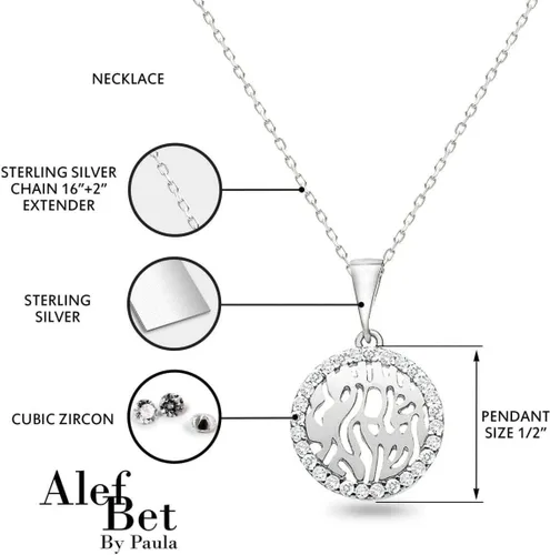 Vista 5 de Collar Shema Israel en plata de ley 925 para mujeres y niñas