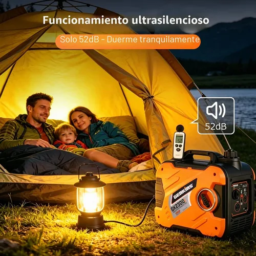 Vista 5 de Genkins Generador inversor portátil de 2300 vatios ultra silencioso a gas, listo para vehículos recreativos, cumple con CARB y EPA, envío a los 50