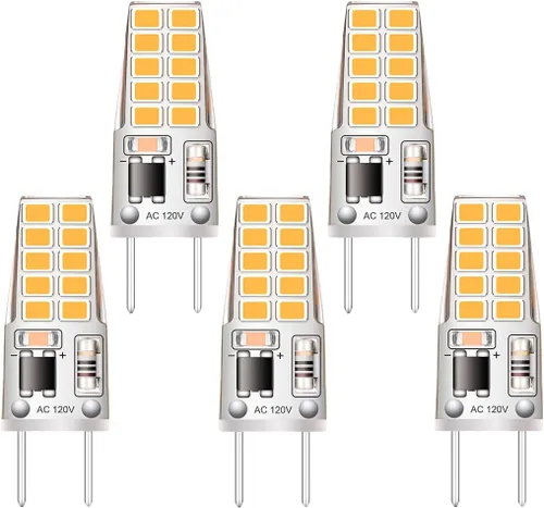 Vista 6 de Bombilla LED G8 regulable de 2 W, color blanco cálido, bombillas halógenas equivalentes a base bi-pin de 120 V, T4 JCD, repuesto de iluminación
