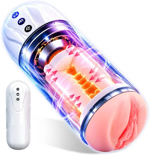 Vista 20 de Masterburbatar masculino mejorado 2026, herramientas para adultos, manos libres, calor, masterburbatar, 10X, vibra, succión automática Blanco