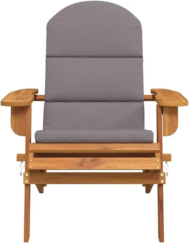 Vista 3 de Solid Acacia Wood Foldable Adirondack Garden Chair with Wide Armrests for Outdoor Relaxation and Compact Storage, Rustic Oiled Finish for Easy Brown