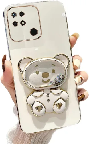 Vista 20 de Miagon Bear - Funda con soporte para espejo para Xiaomi Redmi A1, Quicksand Glitter Electroplated Soft TPU Protector Slim a prueba de golpes