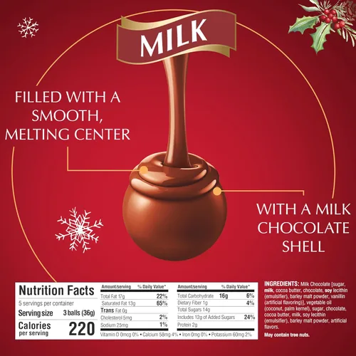 Vista 2 de Lindt LINDOR Caja de Regalo Tradiciones de Trufas de Chocolate con Leche, Caramelo de Chocolate con Leche con Centro de Trufa Suave y Derretido, 6.8