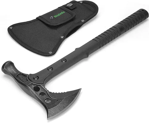 Vista 9 de Hitdudu - Hacha de camping, hacha de lanzamiento de supervivencia con funda, tomahawk táctico con punta, mango de fibra de nylon para supervivencia