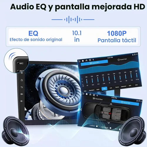 Vista 6 de [2G+64G] 10.1 pulgadas doble Din Android coche estéreo 10 pulgadas pantalla táctil Radio con inalámbrico y con cable CarPlay/Android Auto/Mirror