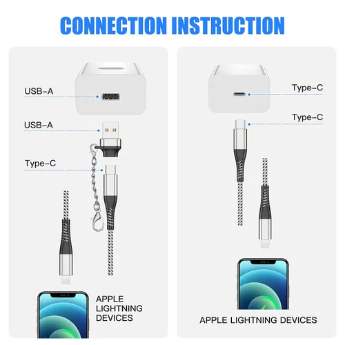 Vista 2 de Apple - Paquete de 2 cables de carga rápida USB tipo C a Lightning para iPhone 14/13, certificado MFI, cable de carga de 6 pies de largo para iPhone
