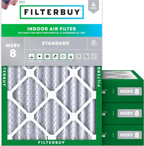 Vista 63 de Filterbuy - Filtros de aire de repuesto MERV 8, protección contra el polvo, plisados, para caldera y sistema HVAC, 20 x 25 x 1 pulgadas, paquete