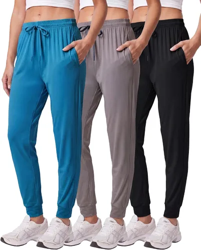 Vista 9 de Paquete de 3 pantalones deportivos de ajuste seco para mujer, con bolsillos para descansar Conjunto 1