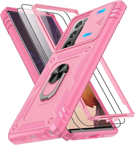 Vista 170 de Gritup Funda para Google Pixel 6 con cubierta deslizante para cámara y protector de pantalla (2 unidades), soporte de anillo giratorio 360°, funda