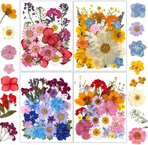 Vista 8 de Flores secas, 58 flores prensadas Resiners para manualidades Berry Red 58pcs