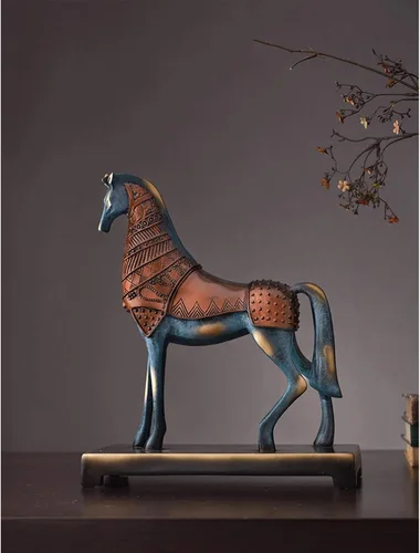 Vista 7 de Estatua de Buda de la suerte, adorno de caballo de resina, escultura del zodiaco chino Feng Shui, sala de estar, escritorio, habitación, escultura