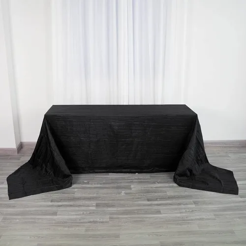 Vista 16 de Mantel rectangular de tafetán arrugado de acordeón de 90 x 132 pulgadas, manteles de boda, manteles de mesa, decoración de eventos, manteles