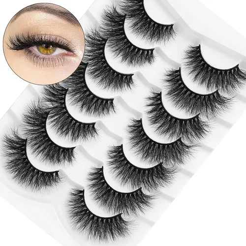 Vista 14 de DYSILK Pestañas postizas naturales de visón 6D, aspecto dramático, pestañas postizas esponjosas, extensión de maquillaje, pestañas largas hechas a