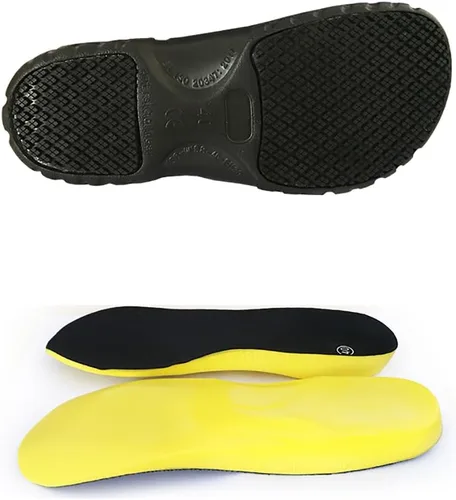 Vista 5 de Zapatos de chef para hombre, zuecos de enfermería, antideslizantes, zapatos de trabajo unisex, impermeables, resistentes al aceite, zuecos