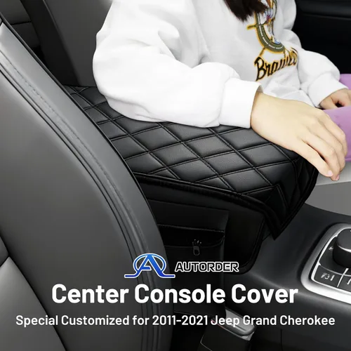 Vista 2 de Autorder Funda de consola central para Jeep Grand Cherokee 2011-2019 2020 2021, accesorios para reposabrazos, funda antiarañazos, almohadilla