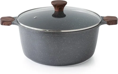 Vista 13 de SENSARTE Olla de cerámica antiadherente con tapa, olla de cocción de inducción de 4.5 cuartos de galón con tapa de vidrio templado, olla