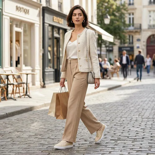Vista 2 de STQ Zapatos sin cordones para mujer, zapatillas acolchadas de moda Blanco beige