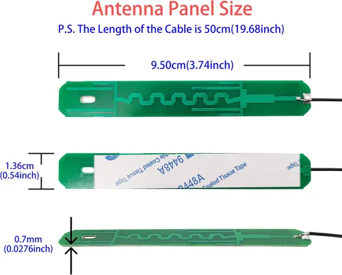 Vista 2 de MHF4 Internal WiFi Antenna 8dBi Dual-Band 50cm Cable for Laptop M.2 Card