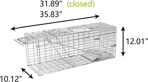 Vista 4 de H&B - Paquete de 2 trampas plegables para gatos vivos, 32 x 10 x 12 pulgadas, para gatos callejeros, mapaches, ardillas, zorrillos, topos, marmotas