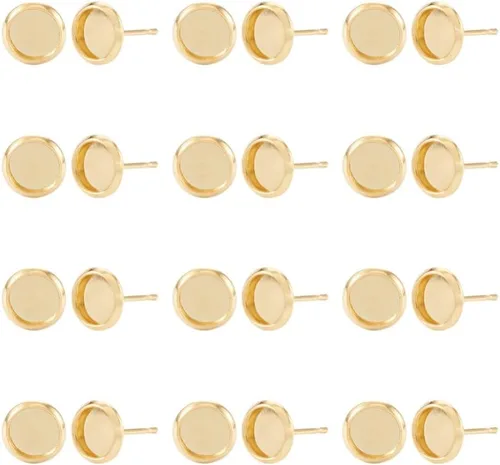 Vista 17 de Craftdady Juego de 60 aretes de acero inoxidable de 0.197 in, dorados, plateados, dorados, plateados, aretes en blanco, kit de fabricación