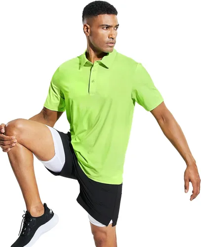 Vista 5 de MIER Polo de manga corta para hombre, protección solar, polo de golf, secado rápido