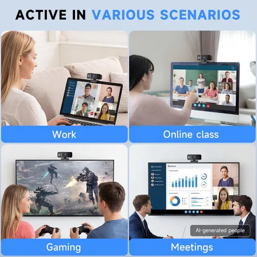 Vista 8 de PHILIPS Cámara web 4K para PC con micrófono, cámara de computadora para reuniones con cubierta de privacidad, cámara web USB Plug & Play
