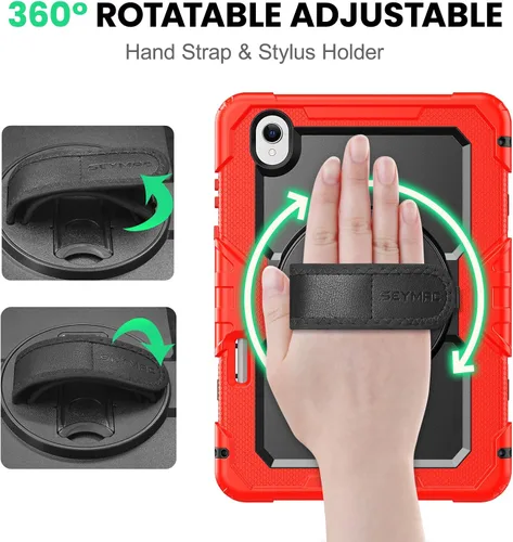 Vista 3 de SEYMAC Funda para Samsung Galaxy Tab S11 5G 2025 de 11 pulgadas, resistente a prueba de golpes, con protector de pantalla, soporte giratorio, correa