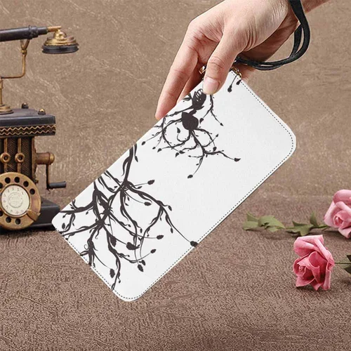 Vista 3 de InterestPrint Árbol de la vida, cartera de mano con diseño de calavera con tarjetero y correa de muñeca con bolsillo para efectivo, Diseño 03