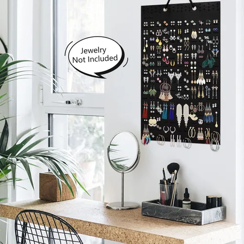 Vista 6 de Organizador de aretes colgantes, con capacidad para hasta 330 pares, soporte de pared de fieltro suave, organizador de aretes para mujeres y niñas