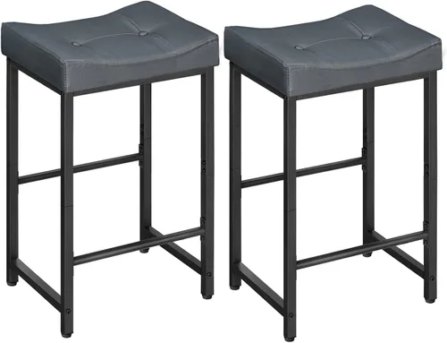 Vista 11 de HOOBRO Taburetes de Bar, Taburetes de Silla de Montar de 25.4", Taburetes con Tapicería de PU, Taburetes de Altura de Mostrador con Reposapiés