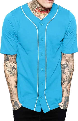 Vista 24 de Hat and Beyond camiseta de béisbol para hombre con botones hipster hip hop