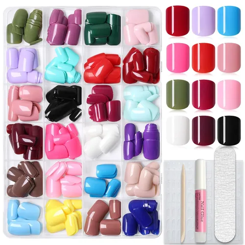 Vista 9 de 576 uñas postizas medianas a presión, 24 colores, uñas postizas