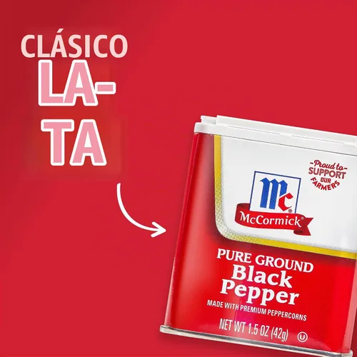 Vista 5 de McCormick Pimienta negra, molida pura, sin OMG, cosechada a mano, disfruta de un sabor distintivo a pimienta mientras cocinas y mesa, 1.5 onzas
