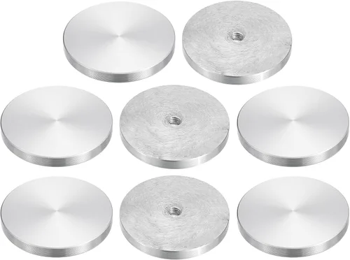 Vista 32 de uxcell M6 Rosca 0.787 in de diámetro de forma redonda de aluminio disco hardware 1pcs, aluminio círculo disco vidrio adaptador superior para mesa