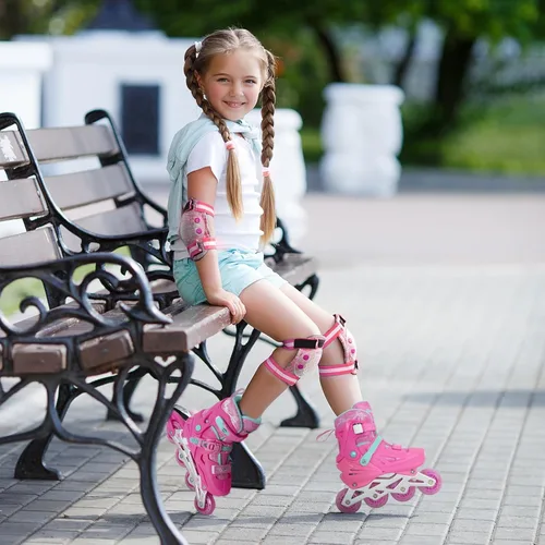 Vista 6 de Patines en línea Nattork para niñas y niños, patines ajustables con ruedas iluminadas en 4 tallas, patines iluminados para principiantes para niños