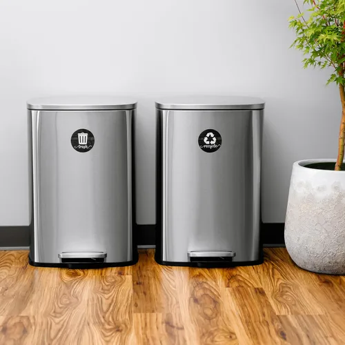 Vista 7 de Imanes rústicos de basura y reciclaje, imán de reciclaje de granja de 3.5 pulgadas para basura, calcomanías magnéticas de reciclaje para cubo