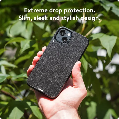 Vista 2 de Mous - Funda para iPhone 15 compatible con MagSafe Limitless 5.0, cuero negro, funda protectora para iPhone 15, funda para teléfono a prueba