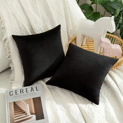 Vista 89 de MIULEE Paquete de 2 fundas de almohada de terciopelo decorativas rectangulares lumbares, fundas de cojín suaves sólidas para sofá, sofá, dormitorio