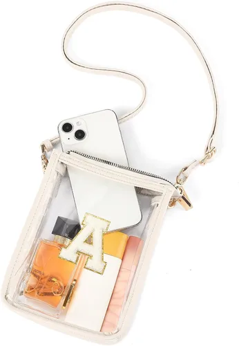 Vista 12 de SENDEFN Bolso transparente para mujer, bolsa transparente aprobada para estadios con bolsillo frontal para conciertos, deportes, festivales A-Negro
