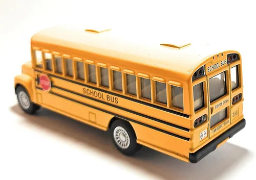 Vista 3 de KiNSMART KiNSFUN Autobús escolar amarillo de 5 pulgadas modelo de metal fundido a presión coche de juguete