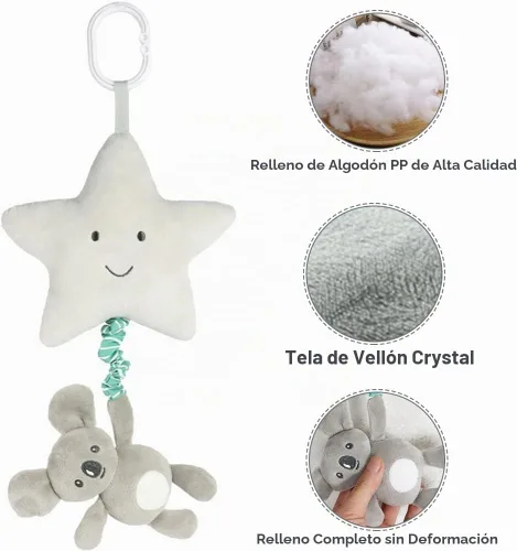 Vista 3 de Juguete musical para bebé con caja de música, cochecito colgante con estrella de juguete